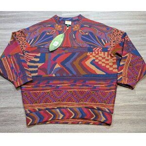 Farm Rio Oversize XS Mixed Blue Prints Colorful Sweatshirts Mix Tunic 293341